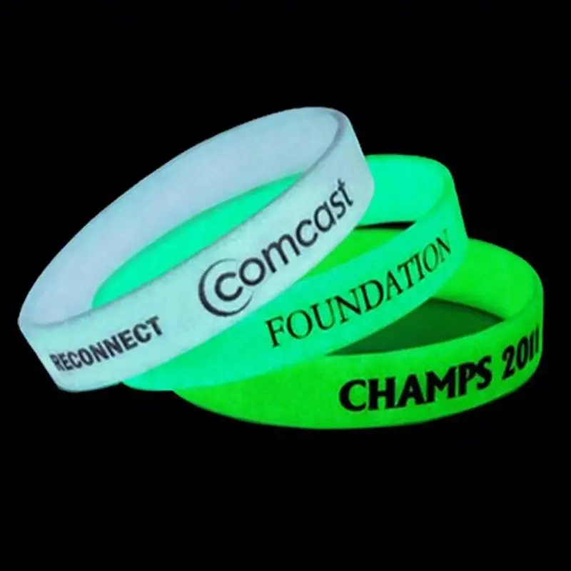 Glow Customized Hand Band Silicone Wristband Silicone Bracelets Glowing In The Dark Wrist Band