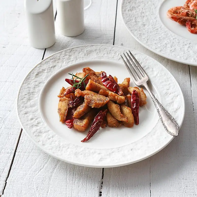 Nordic restaurant hotel Western steak plate Dessert Salad Steak Plate Ceramic Dinnerware Round Flat Plate