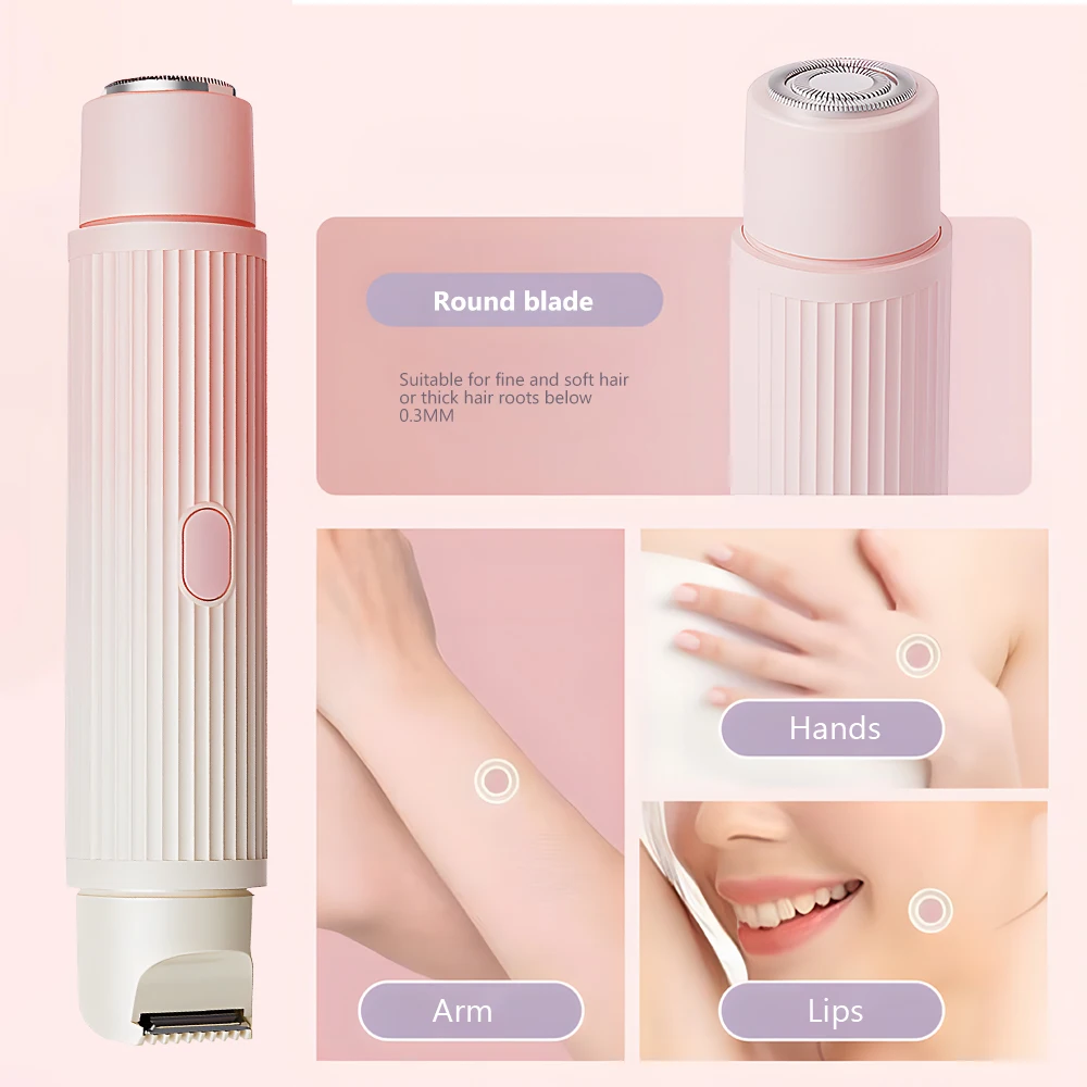 2 in 1 Waterproof Double Headed Rechargeable Women Hair Shaver Painless Lady Epilator For Pubic Face Underarm Legs