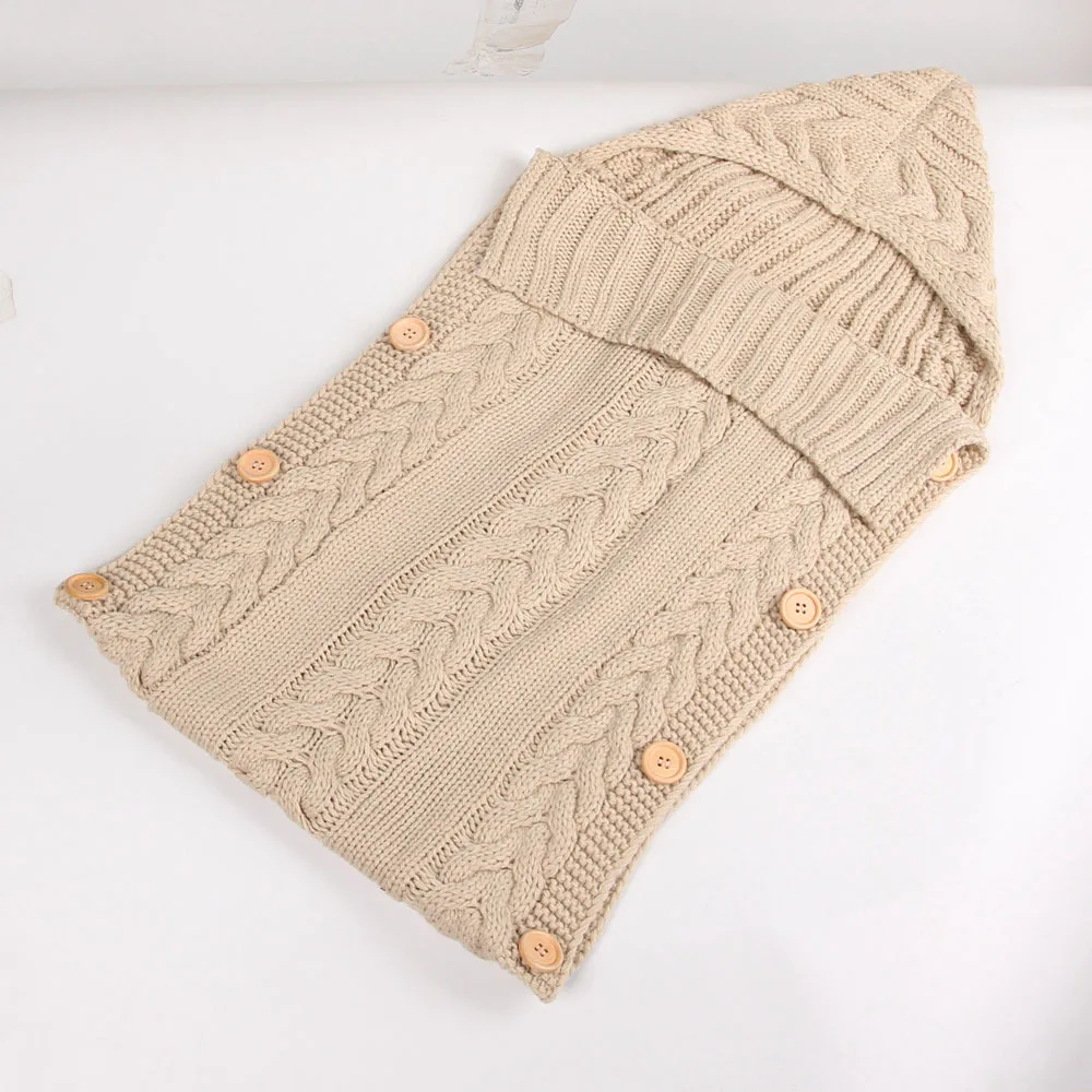 Warm Baby Button Envelop Knitted Sack Sleeping And Stroller Bag Newborn