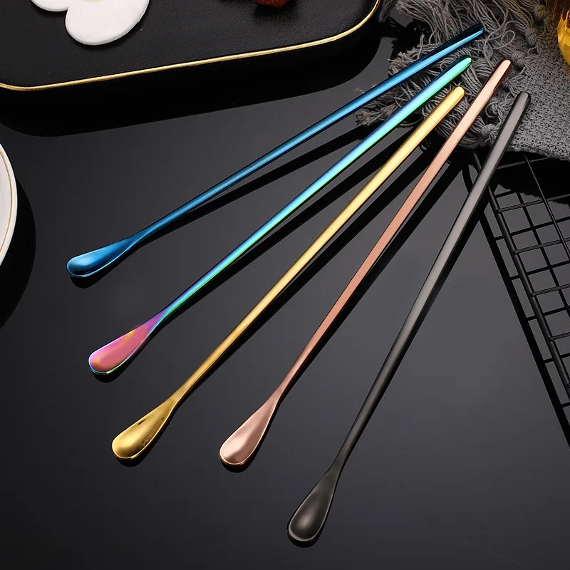 22CM Long Handle Gold/Silver 304 Stainless Steel Bar Spoon Stirring Rod for Coffee Cocktails and Wine for Bar Giveaways