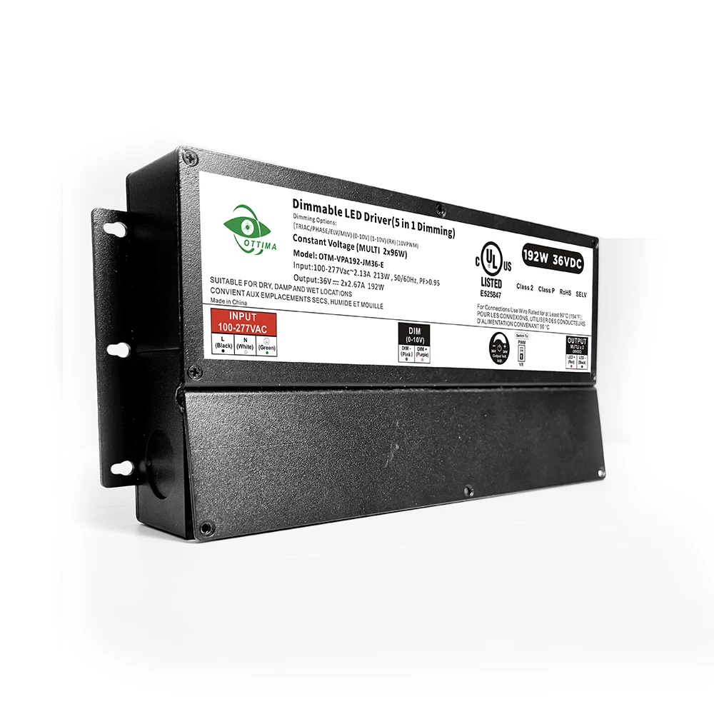 OTM-VPA192-JM36-E UL cUL Triac Dimmable Driver 0-10v 1-10v LED Lighting Driver 192W 24V 36V 48V LED Driver