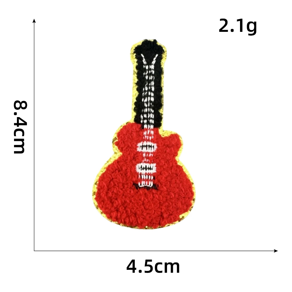 new lovely music theme iron on embroidery chenille guitar bag scarf disco decoration patches