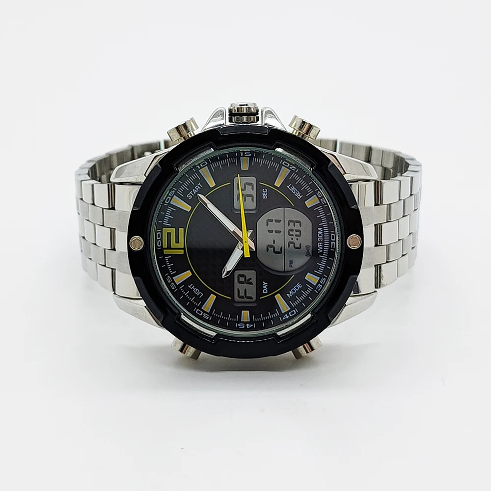 Stainless steel back water resistant fashion multifunctional watch Digital Sport Quartz Wrist watch