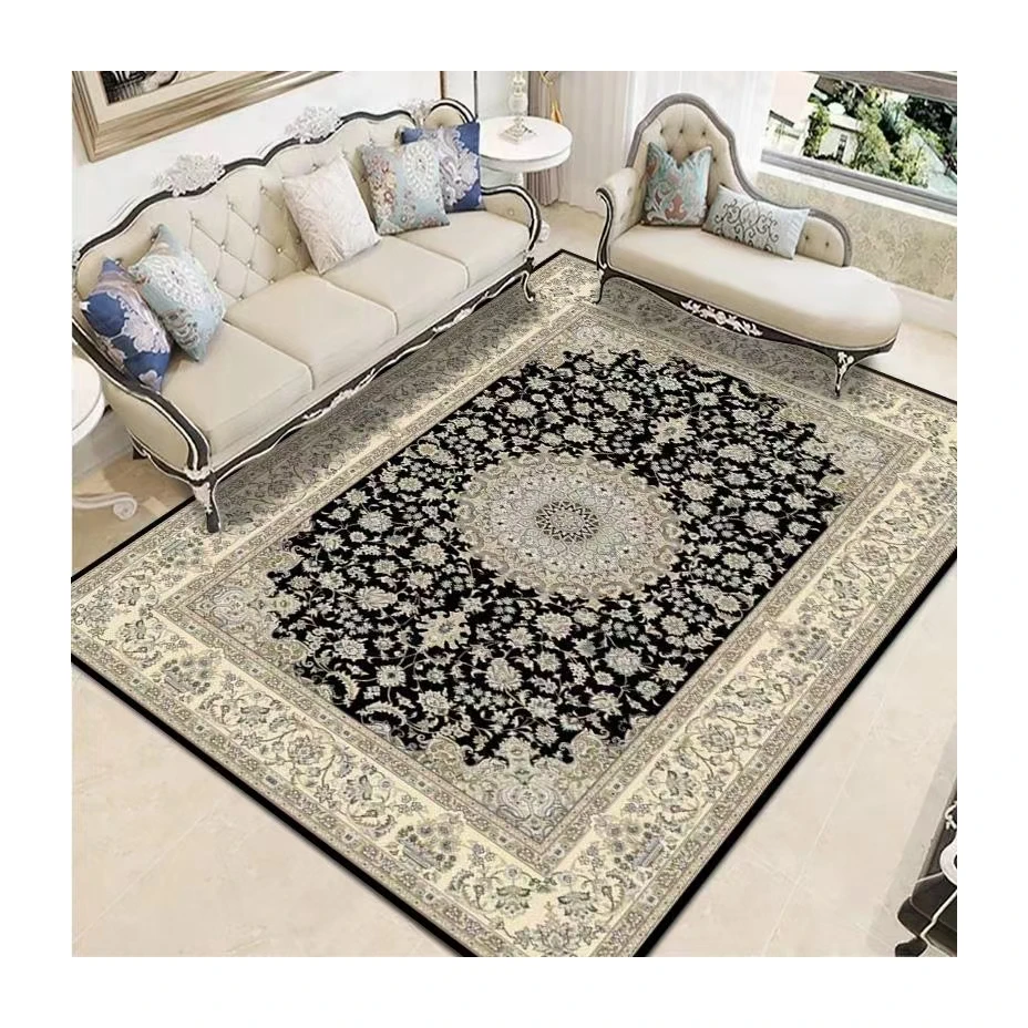 Hot Selling Home Decor Carpets Machine Made Luxury Grey And Golden Tea Table Living Room Rug Lounge Large Sofa Carpet