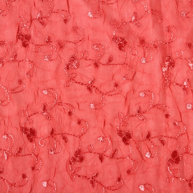 New arrival latest design hot sale polyester chiffon embroidery crease fabrics for dresses
