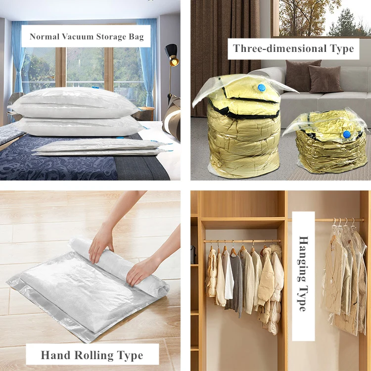 Home Vacuum Storage Bags, Vaccum Seal Compressed Bag PA+PE for Space Saving, Accept Customized Logo Colors Foldable Storage