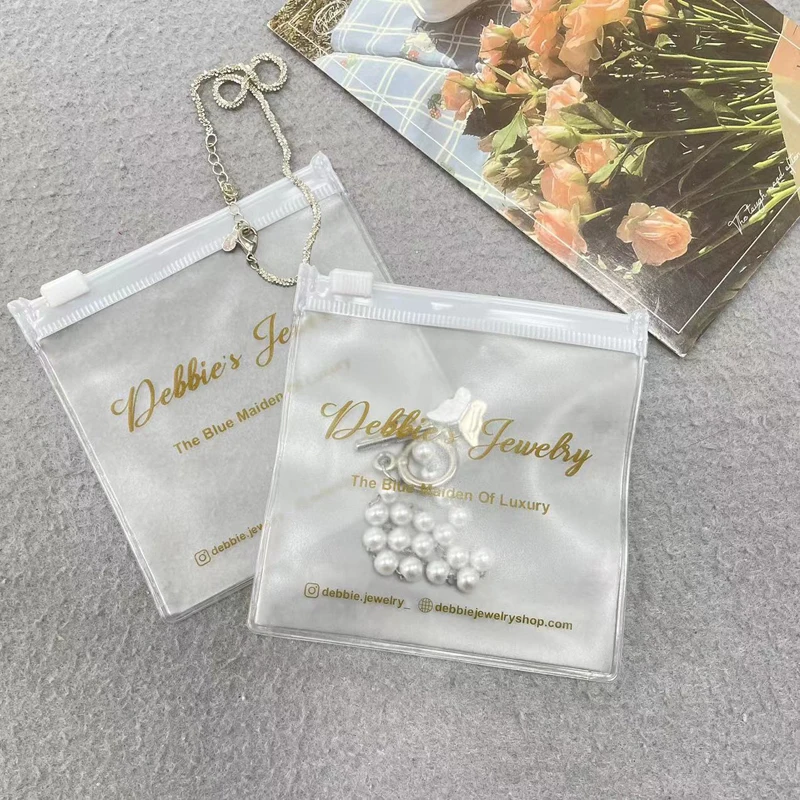 Mini Bags for Earrings Packaging Custom Zip Lock Bags Zipper Bag Clear with Logo Small Frosted Jewelry Boutiques Plastic PVC