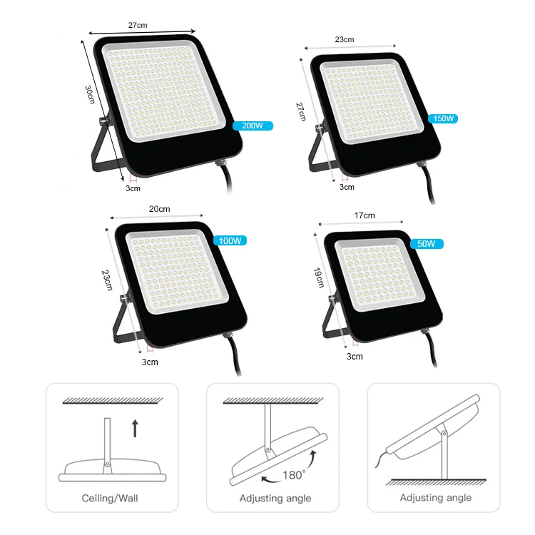Best Quality 50Watts Waterproof 100w Long Distance 3000k 6500K 200w Housing Sensor Led Motion Detection Flood Light