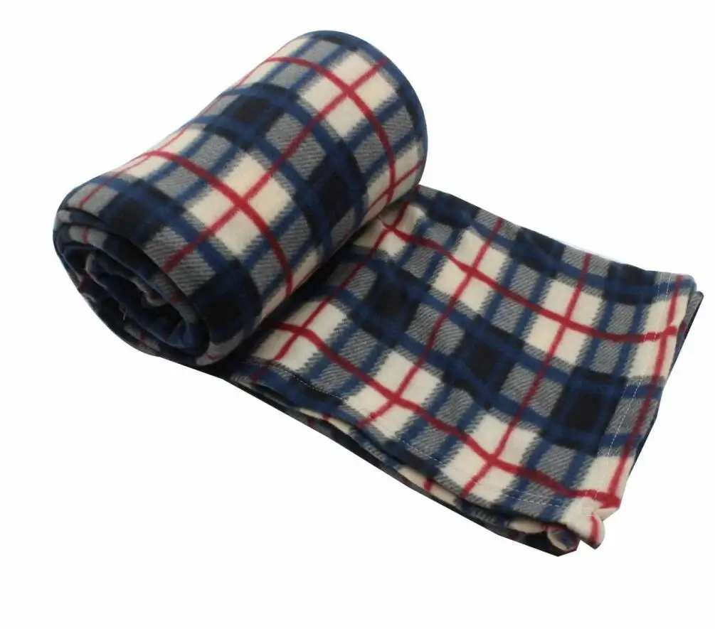 cheap fleece checked plaid printed fleece blanket