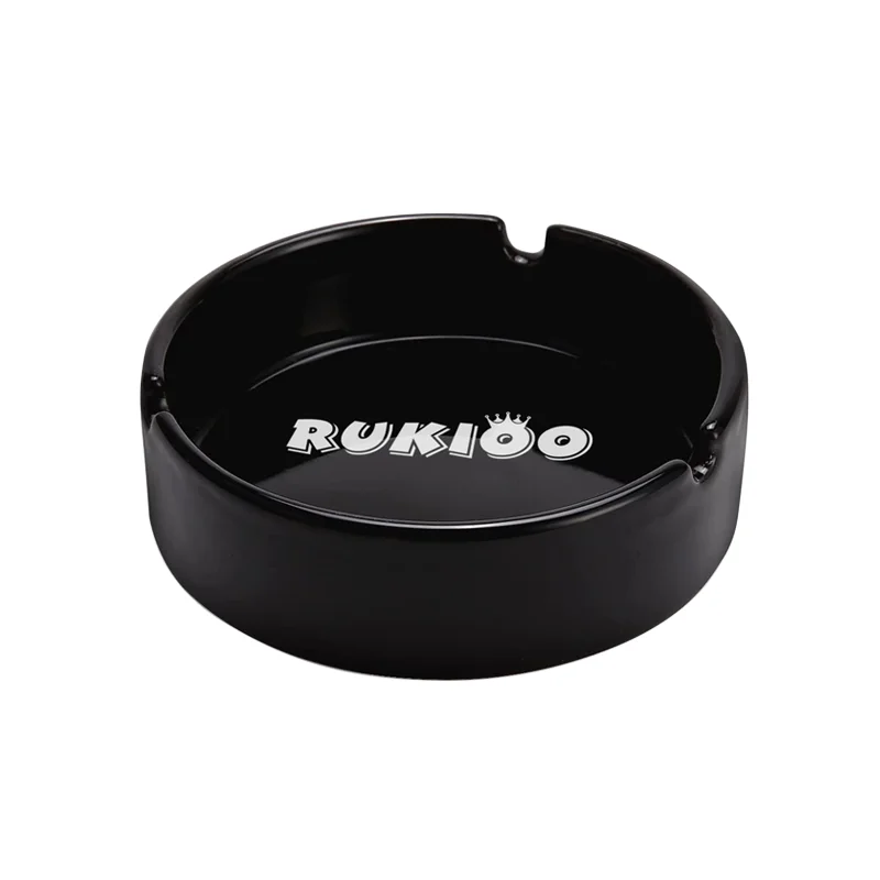 Rukioo Wholesale Round Ceramic Ashtray Smoking Accessories Ceramic Smokeless Ashtray Custom