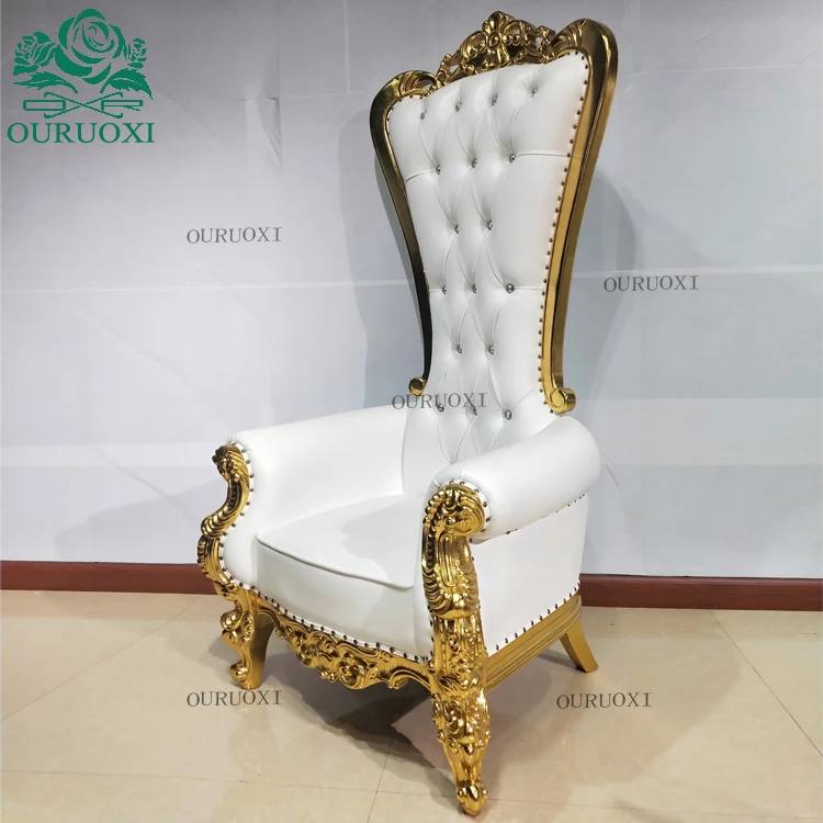  Недорогие золотые стулья King and queen с высокой спинкой Королевский роскошный свадебный стул для жениха и