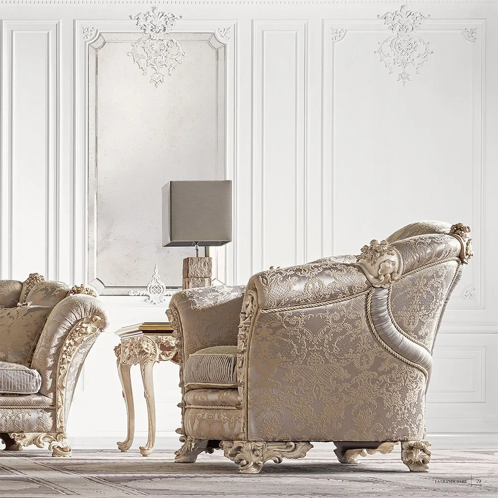 vintage french style living room furniture carving wood fabric classic luxury antique french furniture sofa