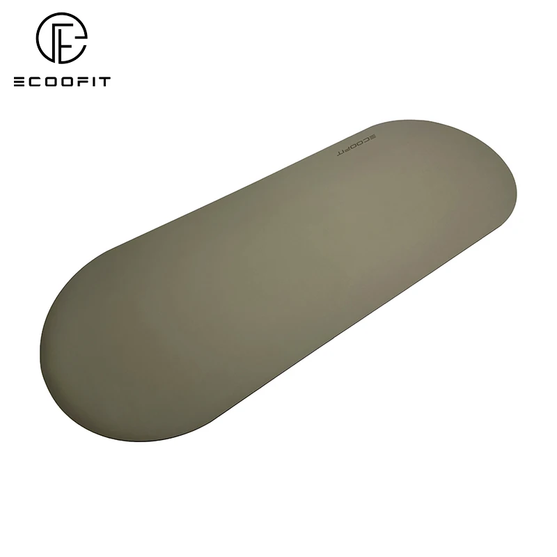 Milk Tea Beige Turquoise Anti Slip Super Grip Polyurethane Rubber Yoga Mat With Logo,Arch Oval Shaped Rounded Vegan PU Yoga Matt