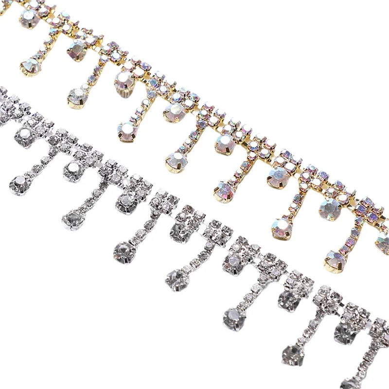 Rhinestone Chain Trimming Bling Crystal Chain Wholesale Crystal for Garments LSRT919 Copper Shoes Accessories Crystal Flatback