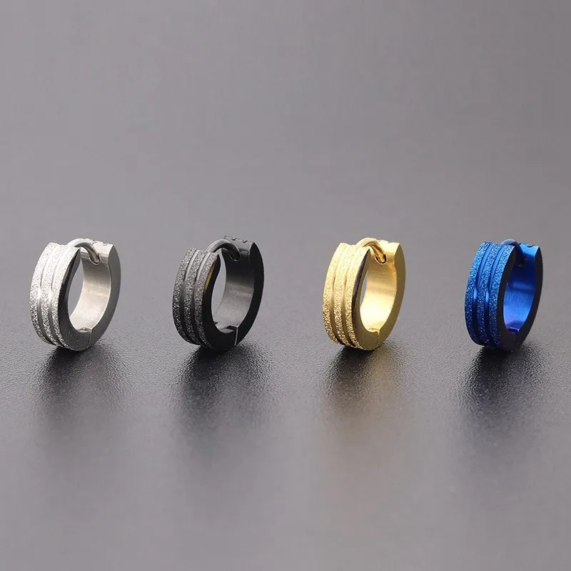 fashion steel earring sandblast 4 colors earring for the boys
