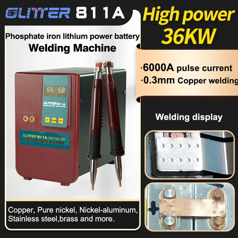 1.GLITTER-811A 36KW 6000A High Power Precision Pulse Spot Welder Pure Copper Strip For Lithium Iron Phosphate Battery