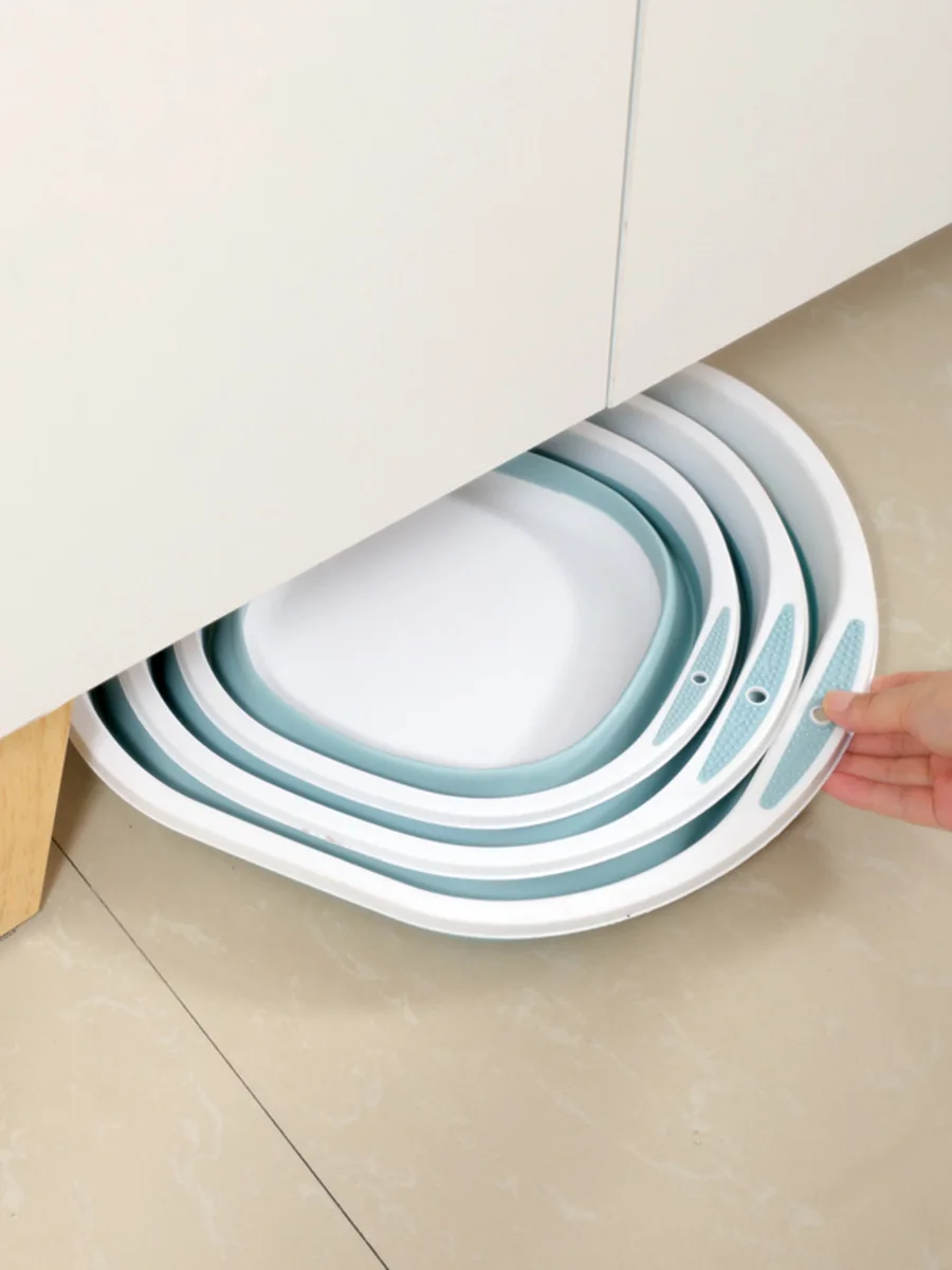 Folding Washing Bowl Basin High Quality Durable Large Square Shaped Collapsible Plastic Home Kitchen Ecofriendly Round Pp+TPR