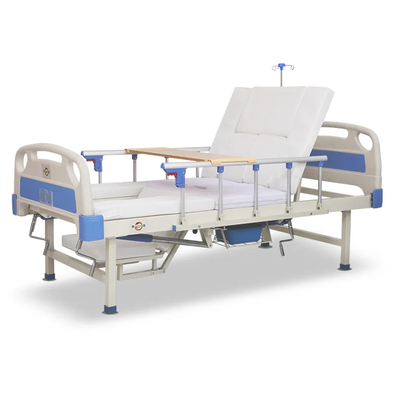 Hospital Equipment Icu Room Multifunction Manual Medical Hospital Home Care Bed With Toilet Middle Curved Nursing Bed