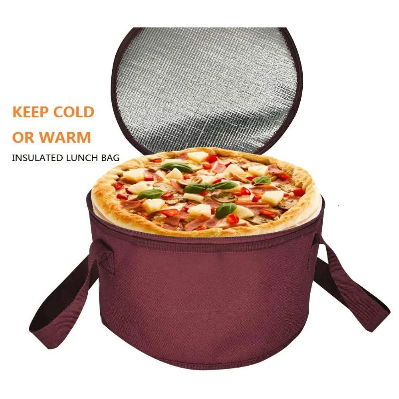 Custom logo reusable soft thermal camping casserole carrier lunch insulated round cooler bag for pie cake barrel