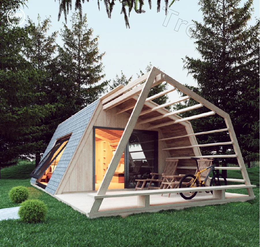 Nordic minimalist cabin prefab tiny homes Multifunctional pavilion bedroom bathroom balcony outdoor Prefabricated wooden house