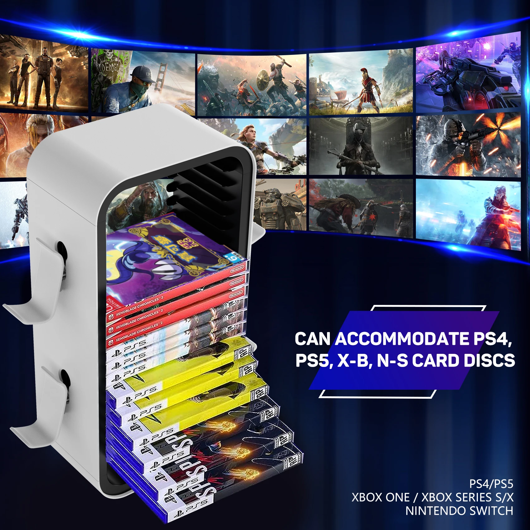 High quality video games discs storage tower for PS/Xbox/NS