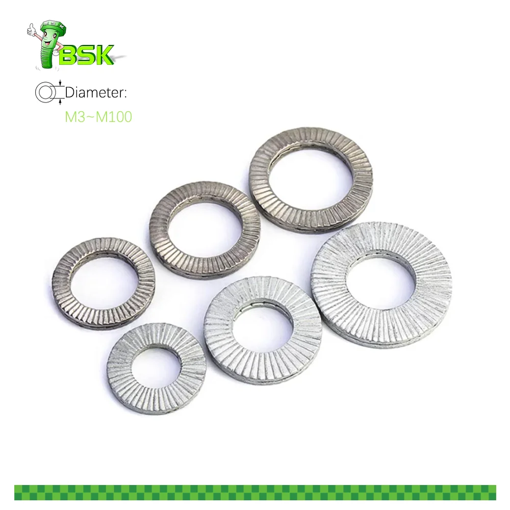 DIN 25201 size M3 to M100 Extreme Vibration Resistant Wedge Lock Washers double stack self-locking anti-loose washers
