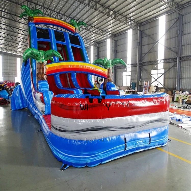 Commercial Outdoor Kids Adults Party Jumping Bouncy Castle Water slide  Inflatable Tropical Water Slide
