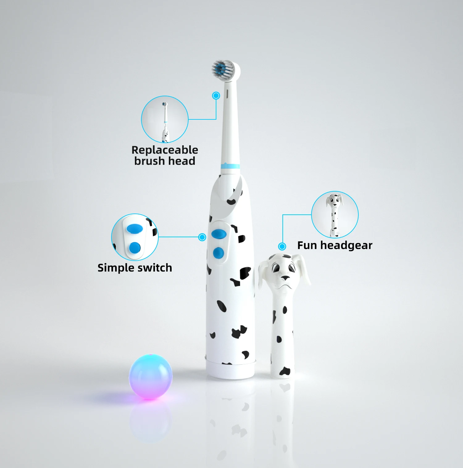 Factory Wholesale  OEM New Fashion Style Customized cartoon rotary electric toothbrush for kids replacement brush heads