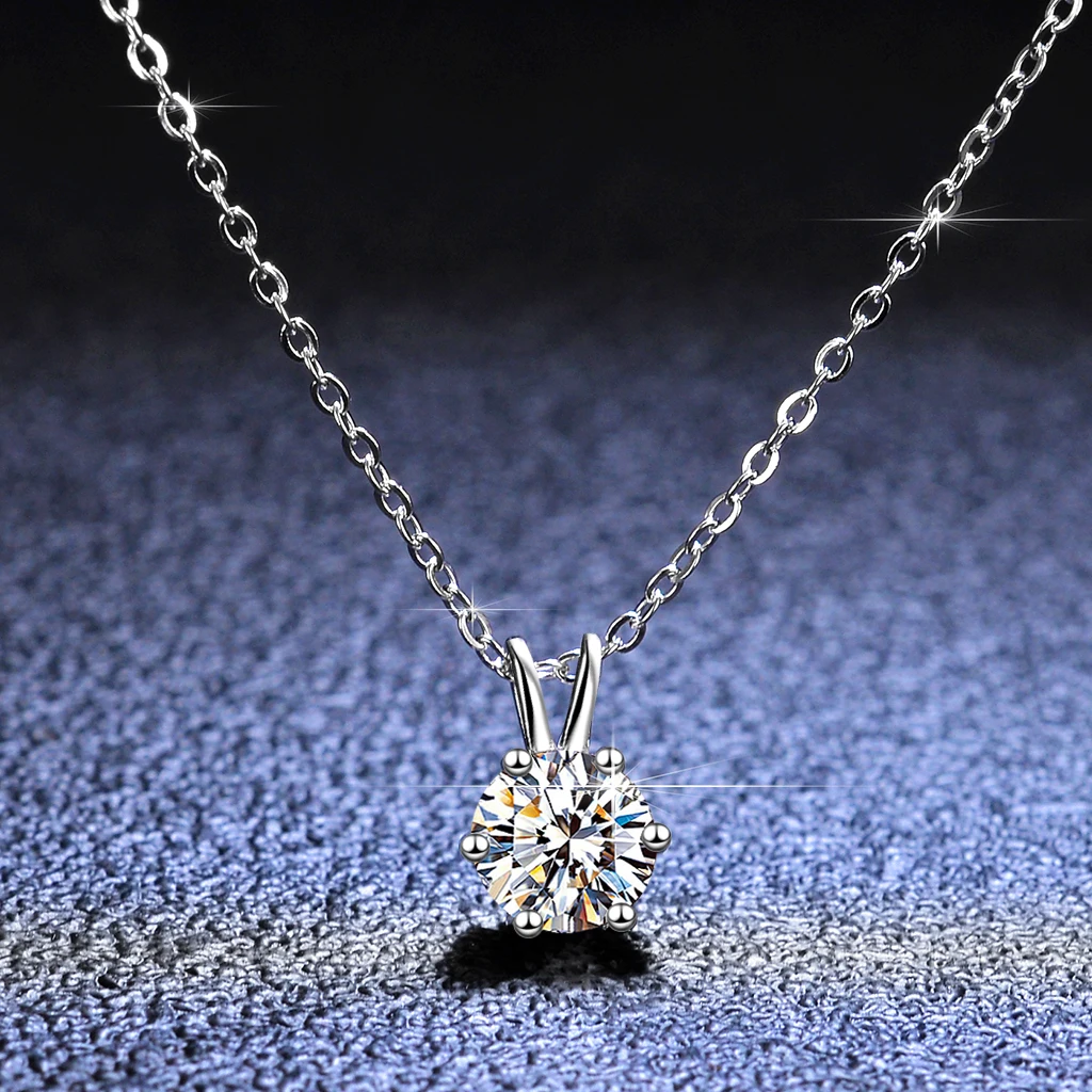 Classic Necklaces Pendant for women fantasy S925 Sterling Silver 1 carat Moissanite Stone Wedding engagement Gift