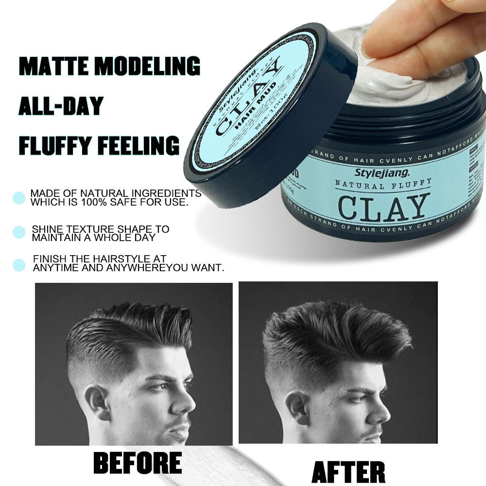 120ml Plastic Box Matt Clay All-Day Long Lasting Hold Hair Styling Pomade Wax for All Hair Types Hair Wax
