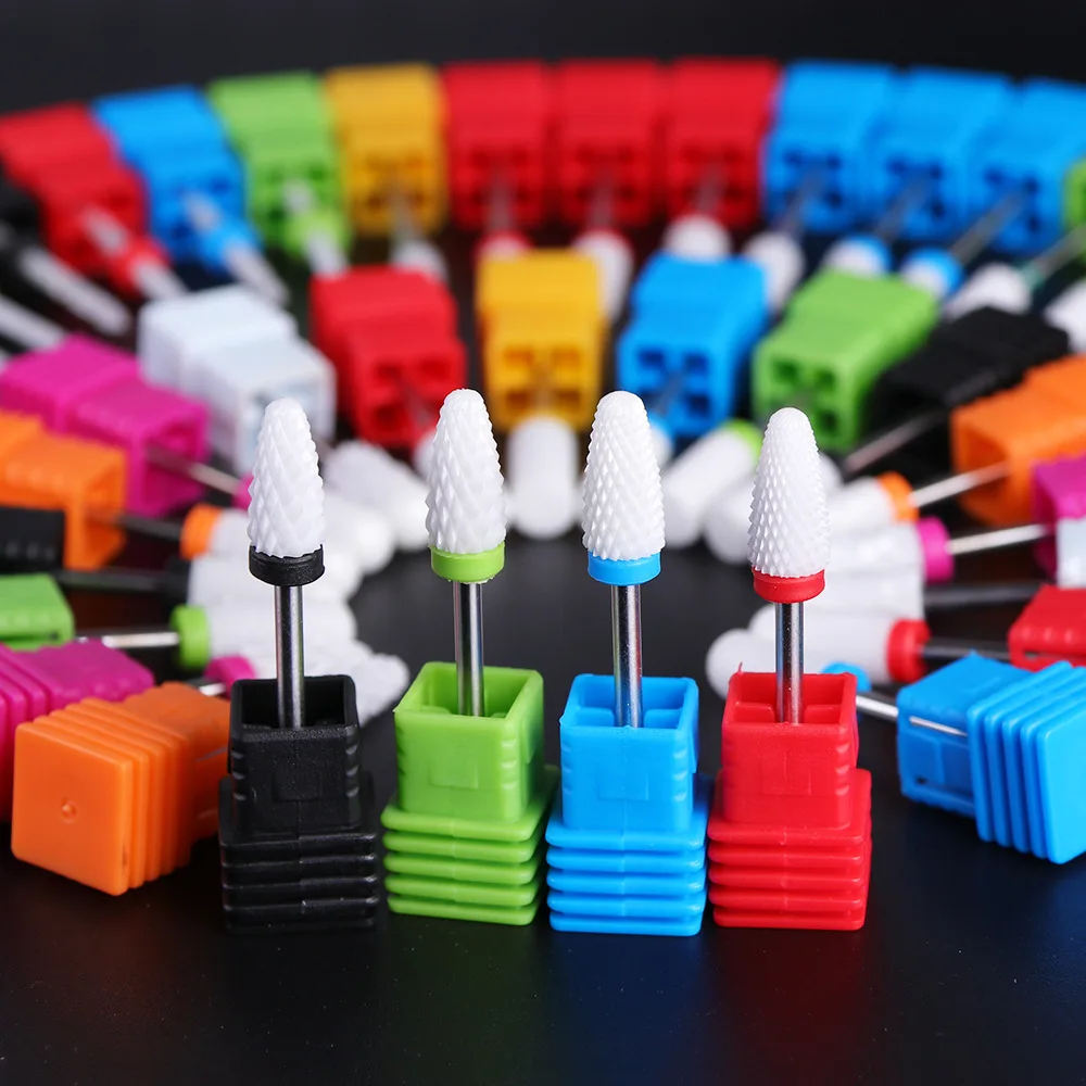 Amazon Hot Nail Ceramic Grinding Head Ceramic Cylindrical Round Head Type Nail Art Decoration Tools Electric Nail Polisher