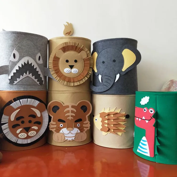 Felt Storage Bin Factory Supply Cute Cartoon Toys Storage Basket Dirty Clothes Miscellaneous Wool Felt Snack Storage Basket