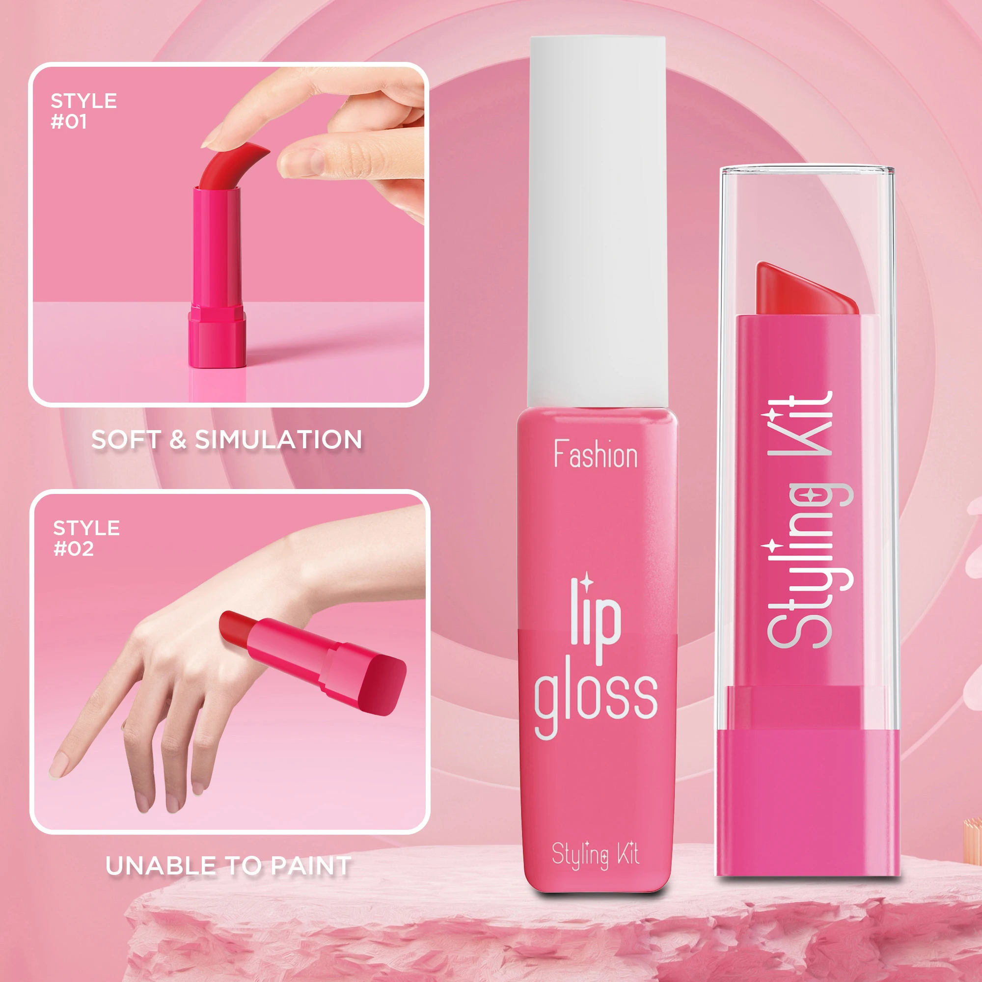 2024 Girls new play house makeup set storage box toy simulation lipstick beauty dress up toys