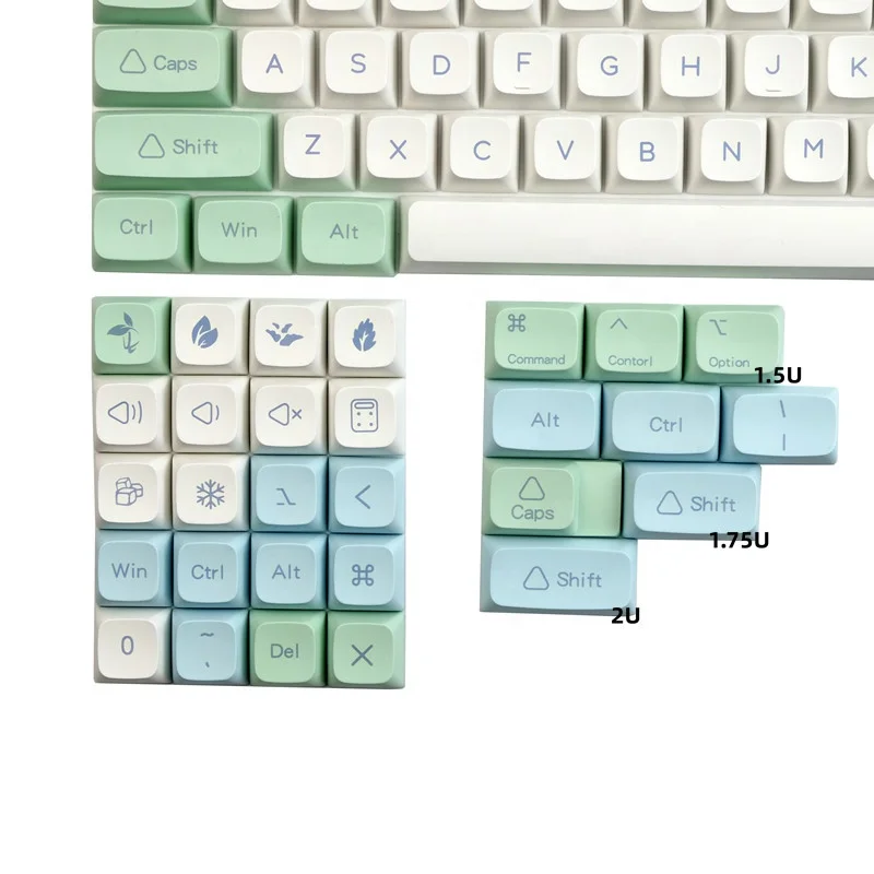 Ice Crystal Mint Keycaps 130 Keys XDA Profile Keycap PBT Dye Sublimation Keycap With 1.75u 2u Shift MAC 1.5U