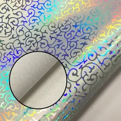 Holographic Colorful Laser Vine Pattern Leather Luxury Faux Leather For Metal Mirror Handbag Case