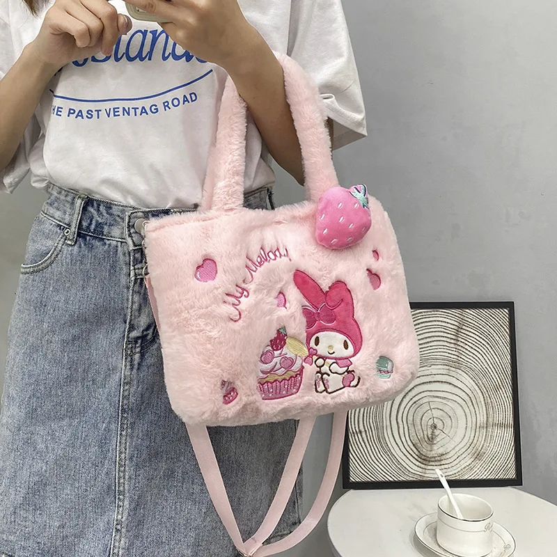 New Cartoon Tote Bag Kawaii Cinnamoroll Plush Bag Sanrioed Kuromi Plush Bag My Melody Anime Handbags for Gift