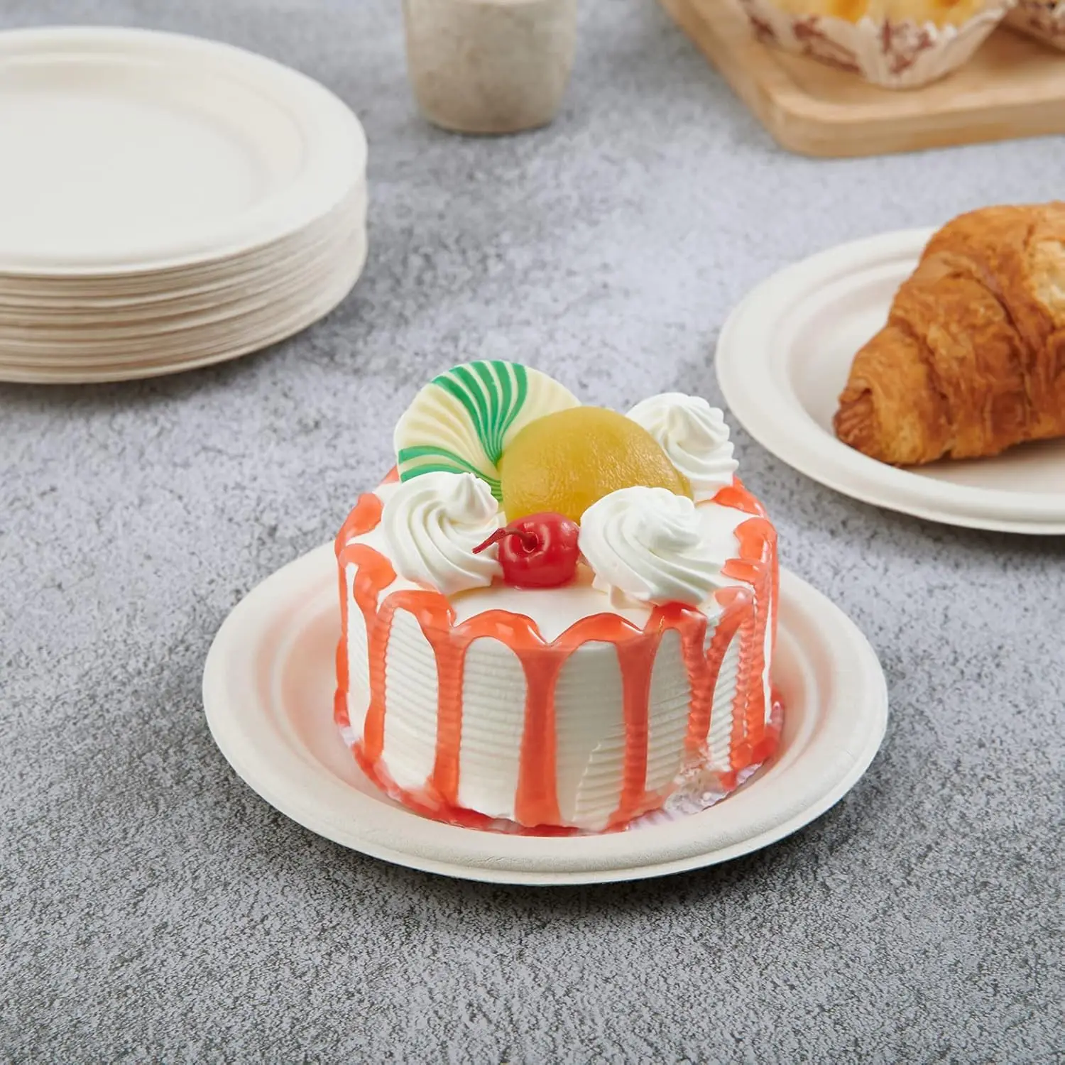 2024 hot sale  Sugarcane Bagasse Pulp Plate Biodegradable Disposable  Paper Tray