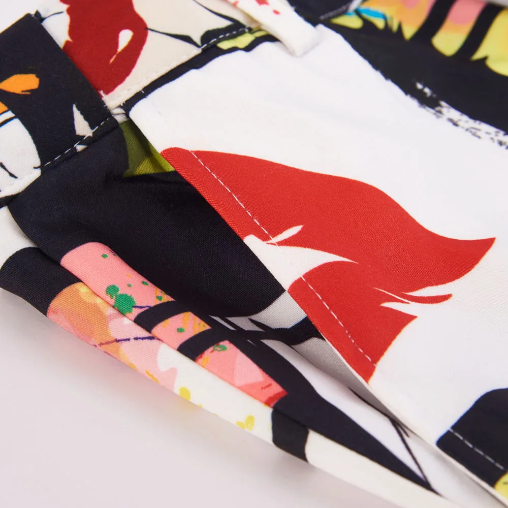 
PYJTRL New Tide Mens Fashion Vintage Beauty Floral Print Suit Trousers Plus Size 5XL Hip Hot Male Casual Pants Singer Stage Wear 