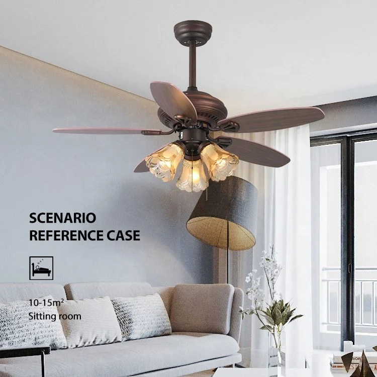 Retro Style Electric Ceiling Fan With Light Plywood E27 Remote Control Ceiling Lamp