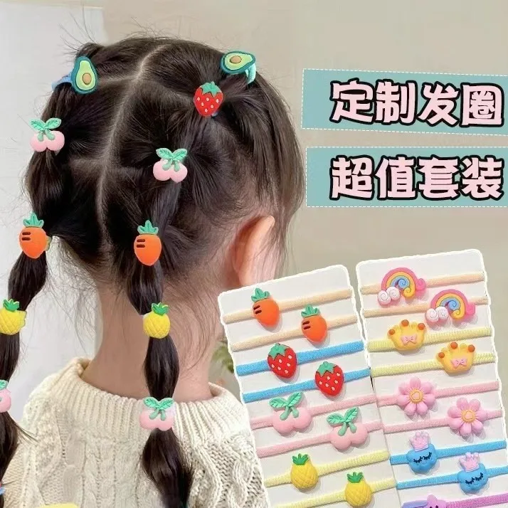 Wholesale Candy Color Elastic Rubber Band Animal Bow Flower Fruit Ice Cream Hair Ties For kids