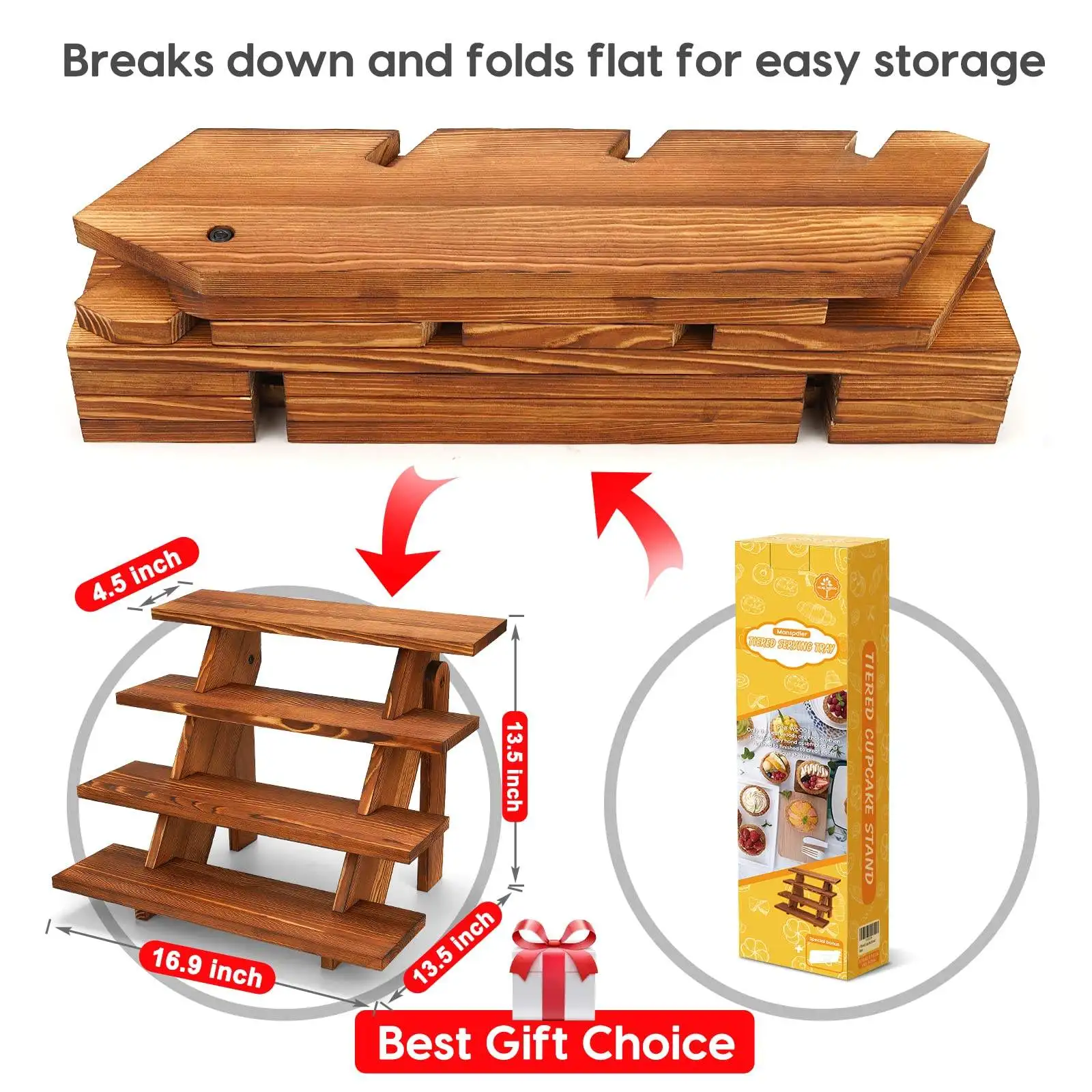 Wholesale Custom Reusable 4-Tier Dessert Table Showcase Cupcake Stand Display Rack