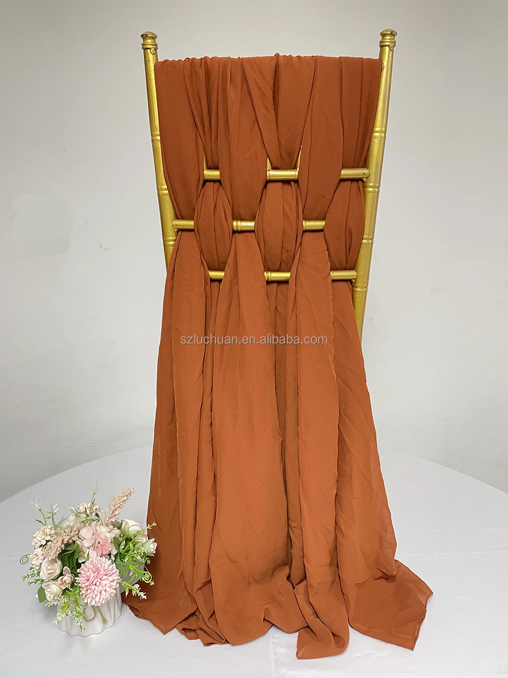 Ivory Chiffon Wedding Chair Sashes Cheap Sashes Chair Cover Wedding Ruffle Chair Sash