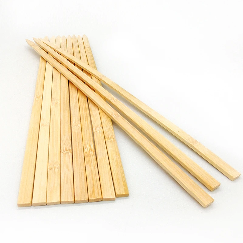 Бамбуковые палочки для барбекю, одноразовые деревянные шпажки sticsk, плоский барбекю