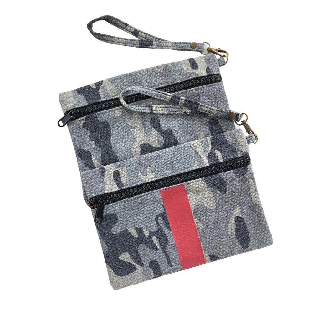 Wholesale Custom Canvas Camo Clutch Handle Purse Cheetah Leopard Clutch Wristlet for Women