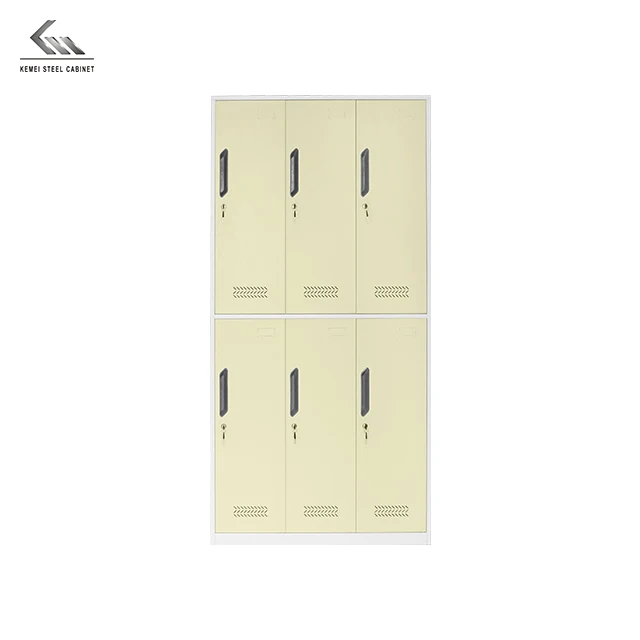 6 Door Metal Storage Cabinet Kd Steel Gym Changing Room Locker For Sale