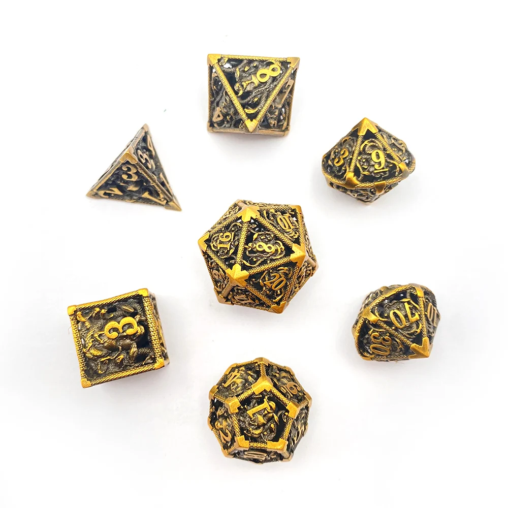 7-piece Polyhedron Dice D&D Green Dice set D20 D12 D10 D8D 6d 4 metal dice set for MTG RPG Role Playing Dungeons & Dragons dice