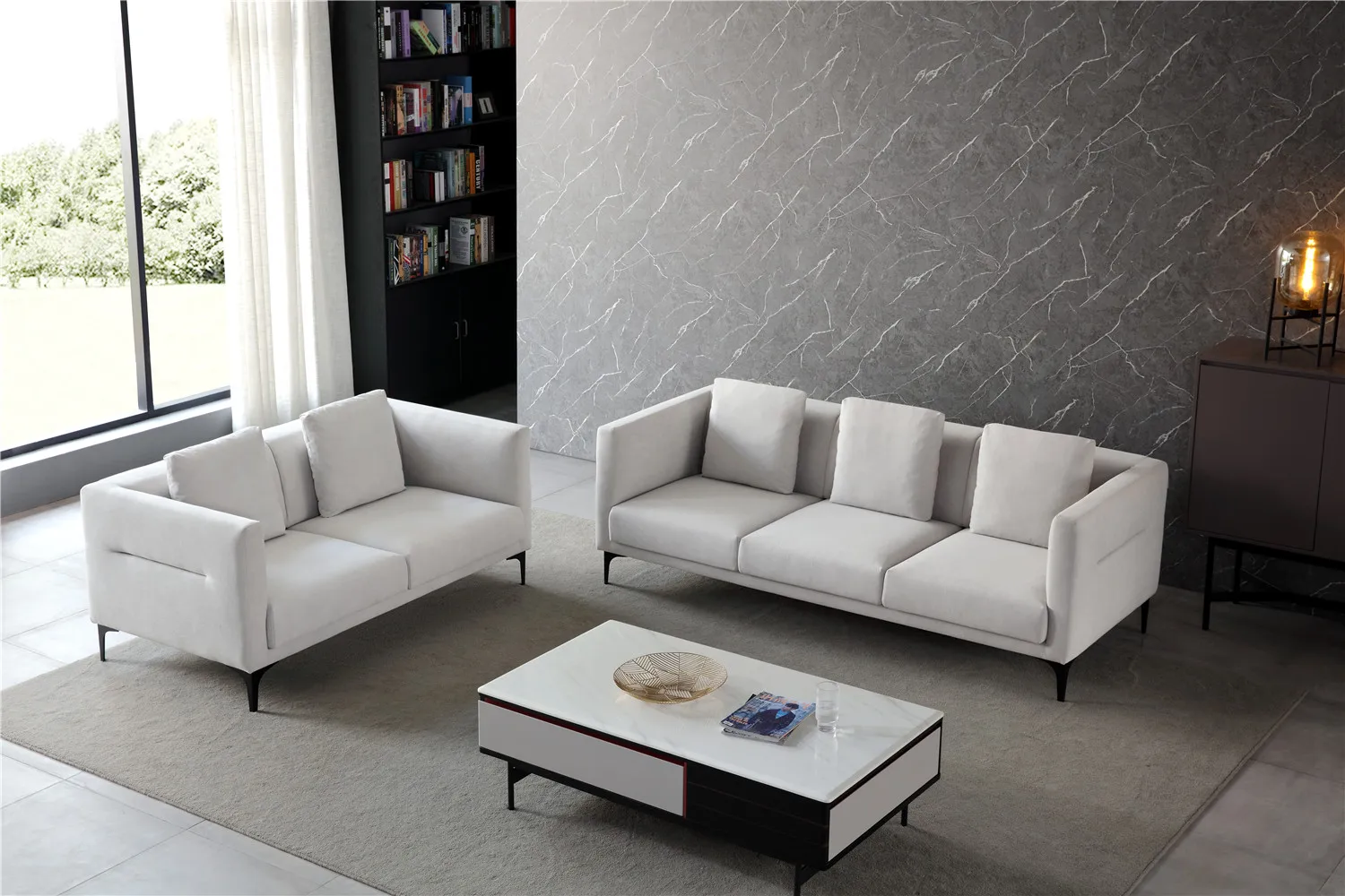 European Nordic Style U-Shaped Fabric Sofa Set Simple Modular Sectional for Hotel Apartment Living Fabric Material Washable