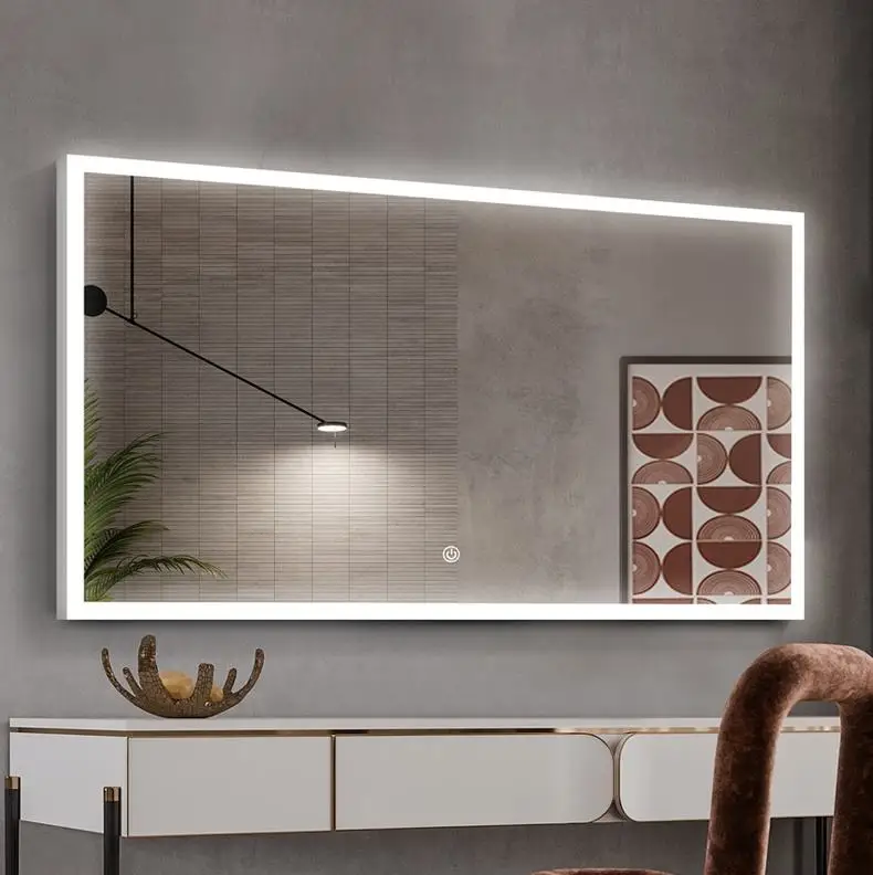 Illuminated Anti-Fog Film Wireless Speaker Smart mirror Bathroom LED mirror with Time Display