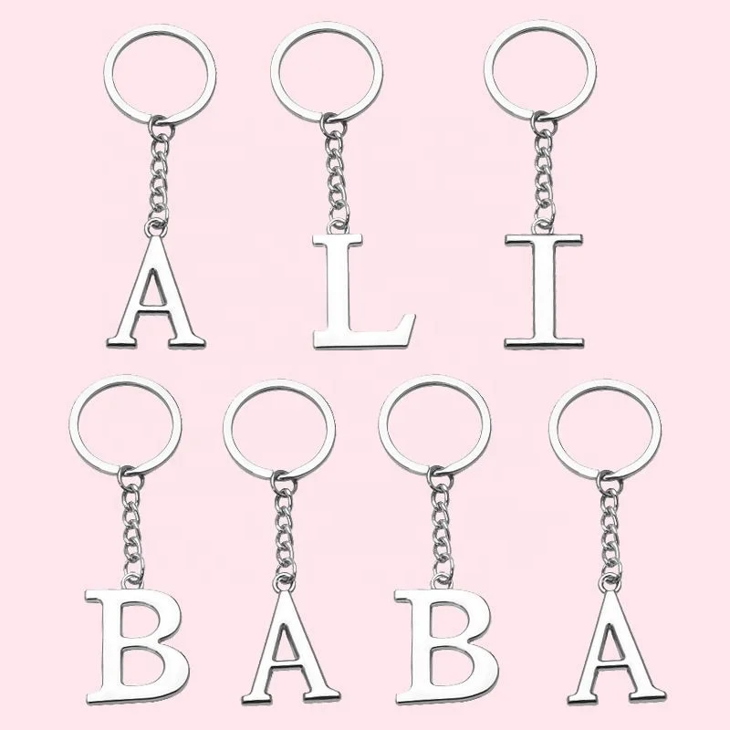 Manufacturer Custom High Quality Alloy English Letters Keychain Ring Small Pendant Gift Souvenir Crafts Letter Metal Keychain